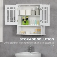 kleankin Modern Wall Mount Bathroom Cabinet, Storage Organizer with 2 Door Cabinet and Open Shelf, White(m-5)