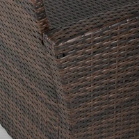 Outsunny Patio Dining Set, PE Rattan Furniture w/ 2 Chairs, Cushions & 3-Seat Sofa, Woodgrain Slatted Dinner Table, Beige(m-9)