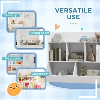 Qaba 3 Tier Kids Toy Storage with 5 Compartment, Anti-Tip Device for Nursery, Living Room, Playroom, Classroom, White(m-5)