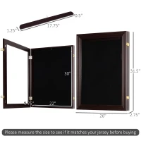 HOMCOM 32" x 24" UV-Resistant Sports Jersey Frame Display Case, Brown(m-3)