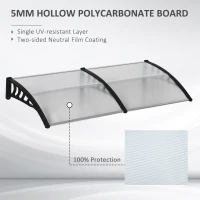 Outsunny Awning Door Canopy, 78.7" x 37.8", Polycarbonate Front Door Outdoor Patio Cover for UV Protection, Clear(m-4)