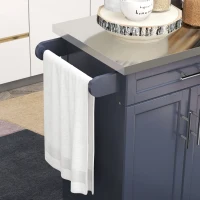 HOMCOM Kitchen Island with Wheels, Rolling Kitchen Island with Storage, Stainless Steel Countertop for Dining Room, Deep Blue(m-9)