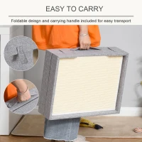 PawHut Cat House Foldable 2 In 1 Design Condo Pet Bed with Removable Washable Cushions Scratching Pad, Grey(m-7)