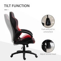 Vinsetto High Back Office Chair Gaming Chair Racing Executive Desk Chair with PU Leather, Adjustable Height, Red(m-5)