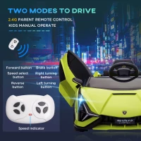 Aosom 12V Lamborghini SIAN Licensed Electric Car for kids with Remote Control, Horn, Music, & Headlights, Green(m-7)