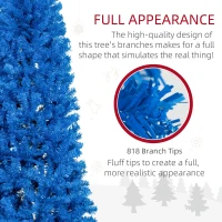 HOMCOM 7FT Pencil Christmas Tree, Artificial Christmas Tree with Automatic Open for Home Party, Blue(m-7)