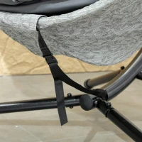 Outsunny Egg Chair with Folding Basket, Outdoor Indoor Hanging Swing Chair with Stand, Cushions for Patio, Balcony, Grey(m-10)