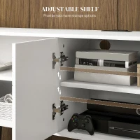 HOMCOM TV Stand Cabinet for 65-Inch, TV Table with Charging Station, Television Stand with Open Shelves, Door and Cable Holes(m-6)