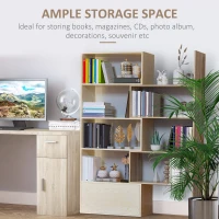 HOMCOM Corner Bookcase, Rotating Storage Display Shelf, Multifunction Tall Bookshelf, Space Saving Room Divider for Home Office, White Oak(m-9)