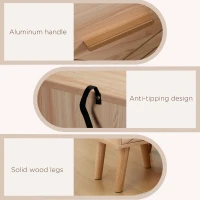 HOMCOM Scandinavian Bedside Table, Side End Table with 2 Drawers and Wood Legs, 13.8" x 12.6" x 20.3", Natural(m-6)