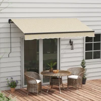 Outsunny 12' x 10' Retractable Awning, 280gsm UV Resistant Sunshade Shelter for Deck, Balcony, Yard, Beige and White(m-10)