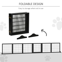 PawHut Wooden Freestanding Pet Gate w/ 2 Support Feet, Black(m-6)