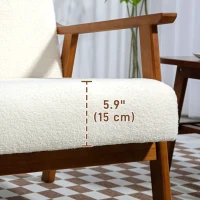 HOMCOM Living Room Chair Boucle Accent Chair for Bedroom with Wide Seat and Thick Padding, White(m-9)