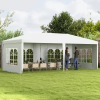 Outsunny 18.7' x 9.4' Party Tent, Portable Folding Wedding Tent, Garden Canopy Event Shelter, Outdoor Sunshade with 4 Removable Sidewalls, White(m-8)