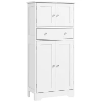 HOMCOM 50.5" Kitchen Storage Cabinet, Modern Kitchen Pantry Cabinet with 4 Doors, Drawer, Adjustable Shelf, White(m-2)