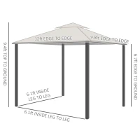 Outsunny 10' x 12' Outdoor Gazebo with Nettings, 2 Tier Patio Gazebo Canopy for Garden, Backyard, Deck, Dark Gray(m-3)