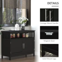 HOMCOM Kitchen Sideboard, Buffet Cabinet, Wooden Storage Console Table with 2-Level Cabinet and Open Shelf, Black(m-6)