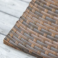 Outsunny Rattan Wicker Side Table, 21.3" Square Outdoor End Table with Umbrella Hole 2-Tier Storage for Patio Garden Mixed Brown(m-10)