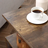 HOMCOM 20" Modern End Table, Accent Side Table, S-Shaped Coffee Table with Storage Shelf and Steel Poles, Rustic Brown(m-9)