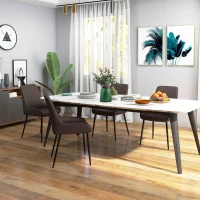 HOMCOM Upholstered Kitchen Chairs, Modern Dining Chairs Set of 4 with Diamond Tufting and Steel Legs for Dining Room, Brown(m-8)