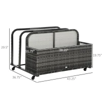 Outsunny Rolling Rattan Pool Cart(m-3)