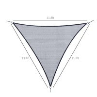 Outsunny Triangle 12' Canopy Sun Sail Shade Garden Cover UV Protector Outdoor Patio Lawn Shelter with Carrying Bag, Grey(m-3)