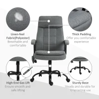 Vinsetto Office Chair 2-Point Massage Executive Ergonomic USB Power Adjustable Height 360° Swivel Grey(m-9)