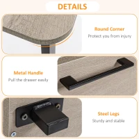 HOMCOM Home Office Computer Desk with Drawer and Storage Cabinet,  PC Workstation with Metal Frame, Writing Table, Oak(m-6)