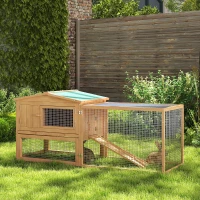 PawHut Wooden Rabbit Hutch Cage Bunny House Chicken Coop Habitats with Run(m-8)