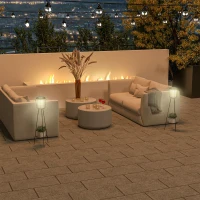 Outsunny Set of 2 Solar or USB Rechargeable Lamp Set LED Accent Lantern Light with Bottom Shelf for Garden Porch Lawn(m-8)