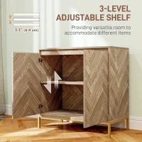 HOMCOM Accent Cabinet, Storage Cabinet with Doors, Adjustable Shelf and Steel Legs, Sideboard for Living Room, Oak(m-5)