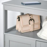 kleankin Freestanding Modern Bathroom Storage Cabinet, with Doors and Open Shelf, Bathroom Organizer Furniture, Grey(m-7)