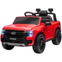 Qaba Ford Ranger Licensed Kids Ride on Car 12V Battery Power Car with Remote Control, Spring Suspension Toy Storage, Red(m-1)