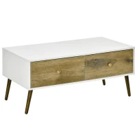 HOMCOM Coffee Table with 4 Drawers for Living Room, Cocktail Table, Center Table for Living Room, Natural(m-2)