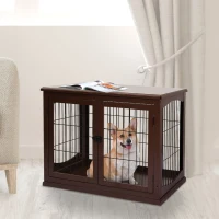 PawHut 26" Wooden Dog Cage with Double Door Entrance & Simple Modern Design, Brown(m-1)