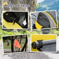 Aosom Dog Bike Trailer with Hitch Coupler, Quick Release Wheels, Reflectors, Flag for Medium Dogs, Yellow(m-9)