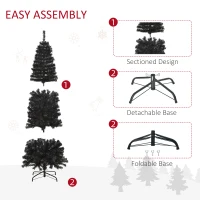 HOMCOM 6 FT Artificial Christmas Tree with Stand, Pencil Xmas Tree, Holiday Home Indoor Decoration for Party, Black(m-7)