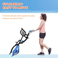 Soozier 3 in 1 Folding Exercise Bike, Foldable Stationary Bike with 8-Level Magnetic Resistance, Adjustable Seat, Blue(m-7)
