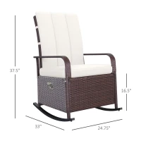 Outsunny PE Rattan Rocking Recliner with Footrest, Beige(m-3)