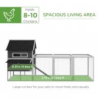 PawHut 137" Wooden Chicken Coop with Chicken Run, Nesting Box, Grey(m-4)