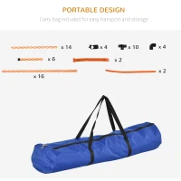 PawHut 4PC Portable Pet Agility Training Set Hurdle for Dog Obstacle Exercise with Adjustable Height Jump Ring High Jumper Weave Poles Square Pause Box Carry Bag Whistle Orange and White(m-6)