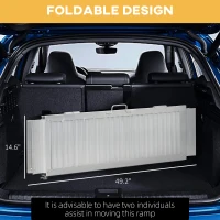 HOMCOM 4' Portable Wheelchair Ramp Aluminum Threshold Mobility Single-fold for Scooter with Carrying Handle(m-7)