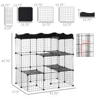 PawHut 34 Panels Pet Playpen, Small Animal Playpen with Doors, Ferret Cage, Portable Metal Wire Yard for Kittens, 41" x 27.5" x 46"(m-3)