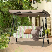 Outsunny 3-Seat Outdoor Patio Swing Chair with Removable Cushion, Steel Frame Stand and Adjustable Tilt Canopy for Patio, Garden, Poolside, Balcony, Backyard, Multi Color(m-10)