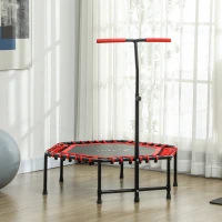 Soozier 45" Rebounder Trampoline for Adult, Quiet Bungee Rebounder with LED Lights and Adjustable Handle, Red(m-8)