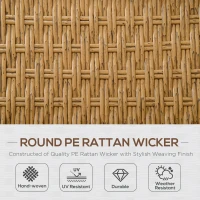 Outsunny 3 Piece Patio Set, Outdoor Bistro Furniture, PE Rattan Wicker Table and Chairs, Cushioned, Barrel Style, Cream White(m-4)