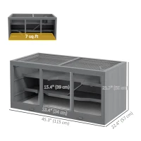 PawHut Wooden Hamster Cage Rat Cage with Slide, Tray, Grey(m-3)