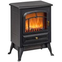 HOMCOM Fireplace Stove, Electric Fireplace Heater with Realistic LED Flames and Logs, 725W/1450W, Black(m-11)