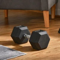 Soozier 40lbs Rubber Hex Dumbbells Weight Dumbbell Hand Weight Barbell for Body Fitness Training for Home Office Gym, Black(m-8)