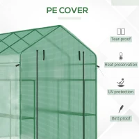 Outsunny 7' x 5' x 6' Walk-in Greenhouse for Outdoors with Mesh Door and Windows, 18 Shelf Hot House with Trellis, Plant Labels, UV Protective for Growing Flowers, Herbs, Vegetables, Saplings, Green(m-4)